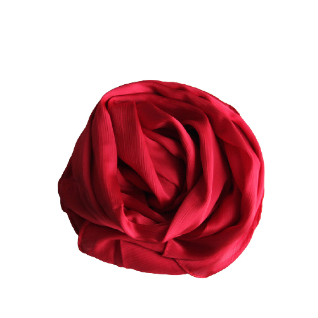Satin Hijab - textured - Red