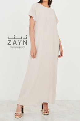 shop abaya half sleeve under dress slip dress in beige color