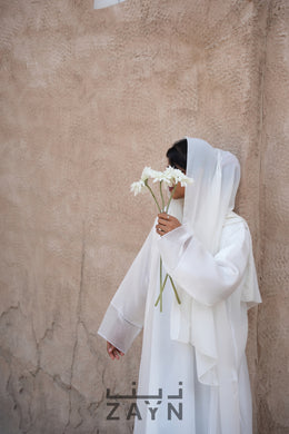 white abaya modest wear with inner and sheila hijab classy and elegant party occasional wear