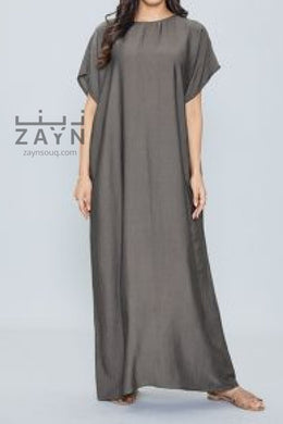 shop abaya half sleeve under dress slip dress in grey color