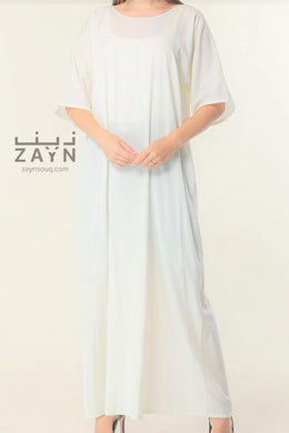 abaya half sleeve under slip dress in white