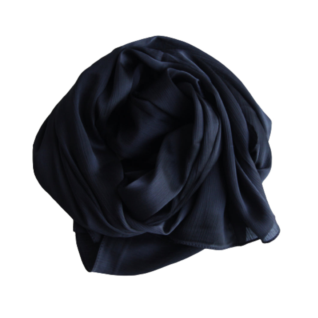Satin Hijab - Strip textured - Black