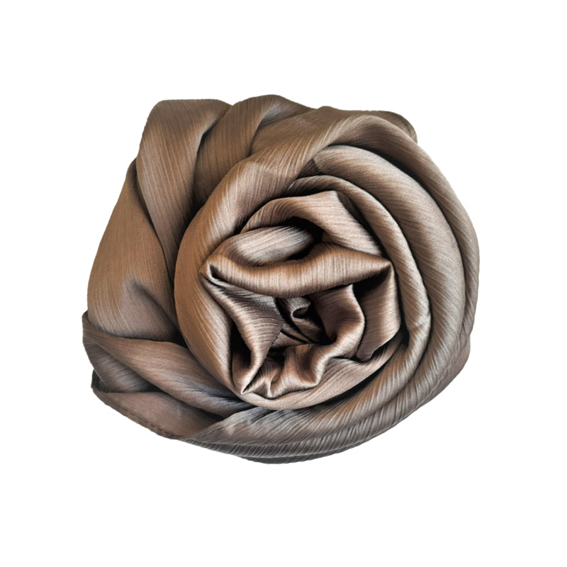 Satin Hijab - Strip textured - Brown